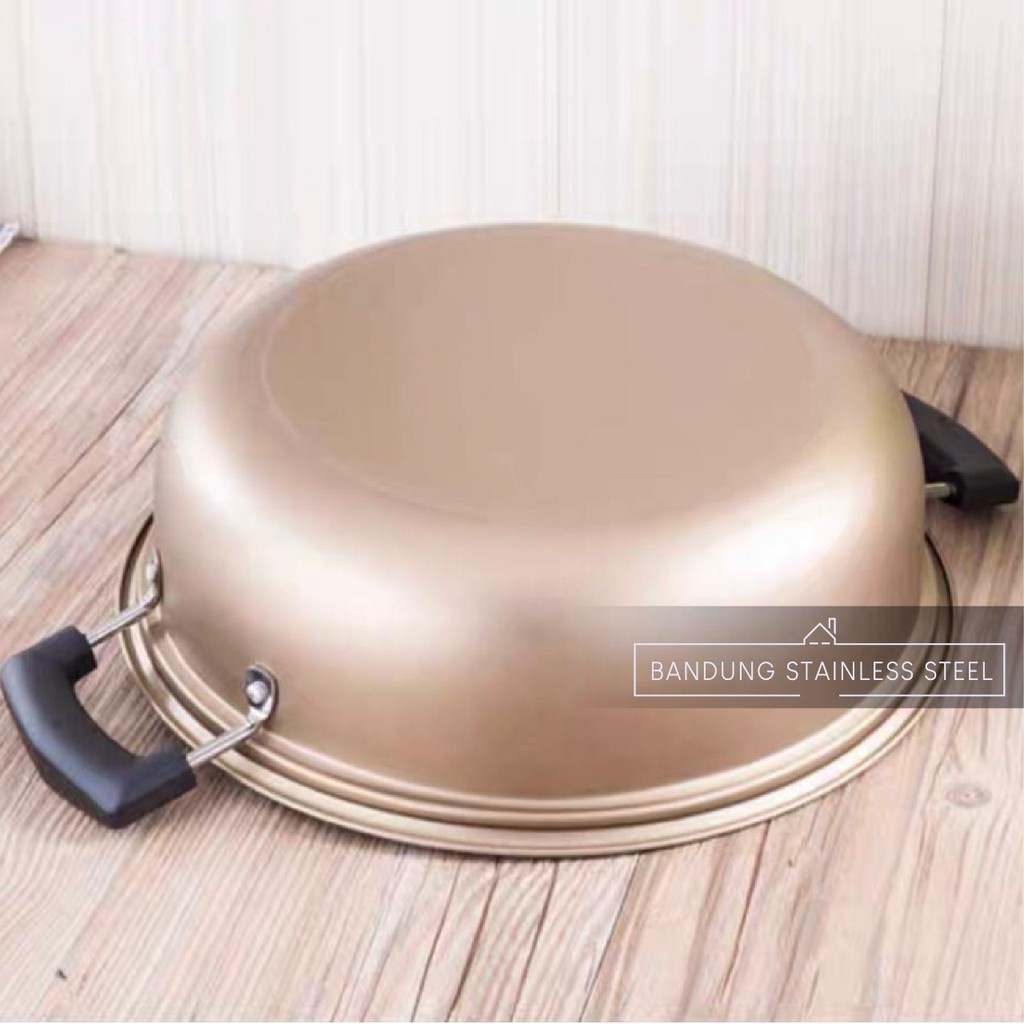 panci 28cm dandang kukus WARNA 2 susun stainless sup shabu shabu saringan tutup kaca