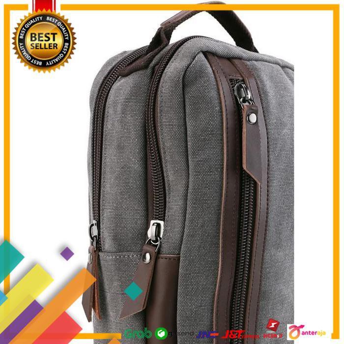 DEAL.. URBAN STATE - CANVAS PU PANEL SLINGBAG - GREY ..TERBARU