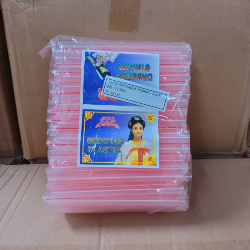 Sedotan Bubble Bening Salur/Sedotan Boba/Sedotan Minuman