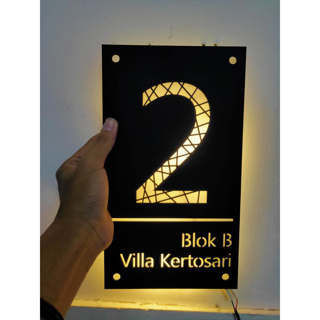 Papan Nomor Rumah | Nomor Rumah Akrilik Lampu LED Minimalis Modern