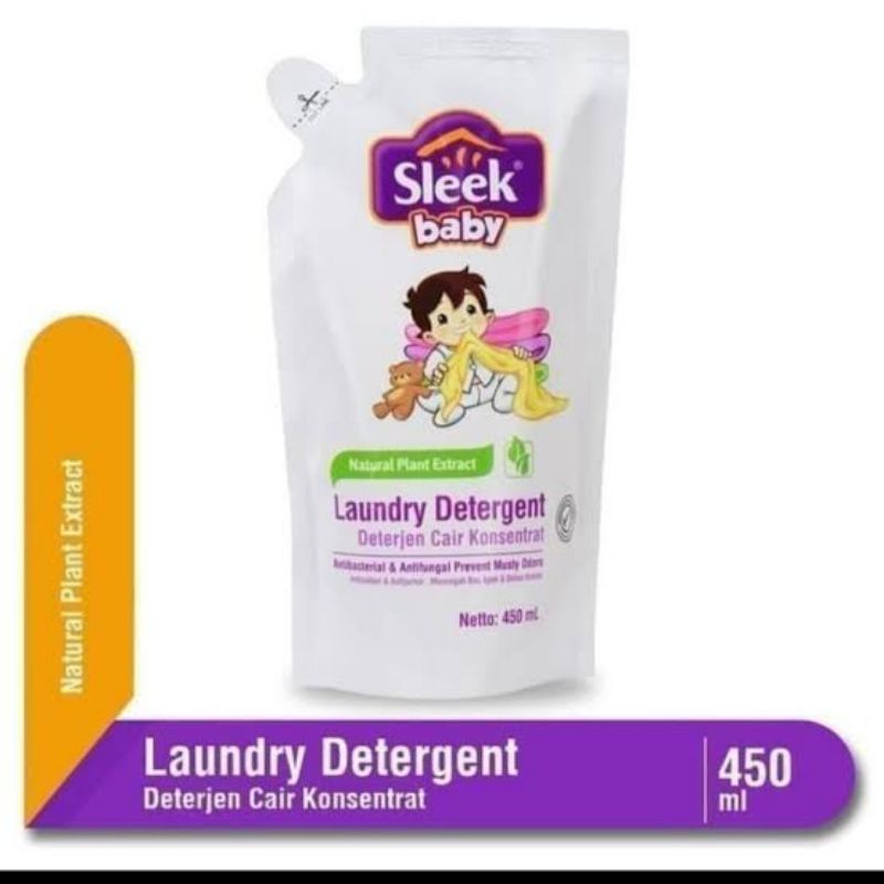 Sleek Baby Laundry Detergent 450ml - Sleek Sabun Cuci Baju Pakaian Bayi - Sabun Cair Kain Bayi