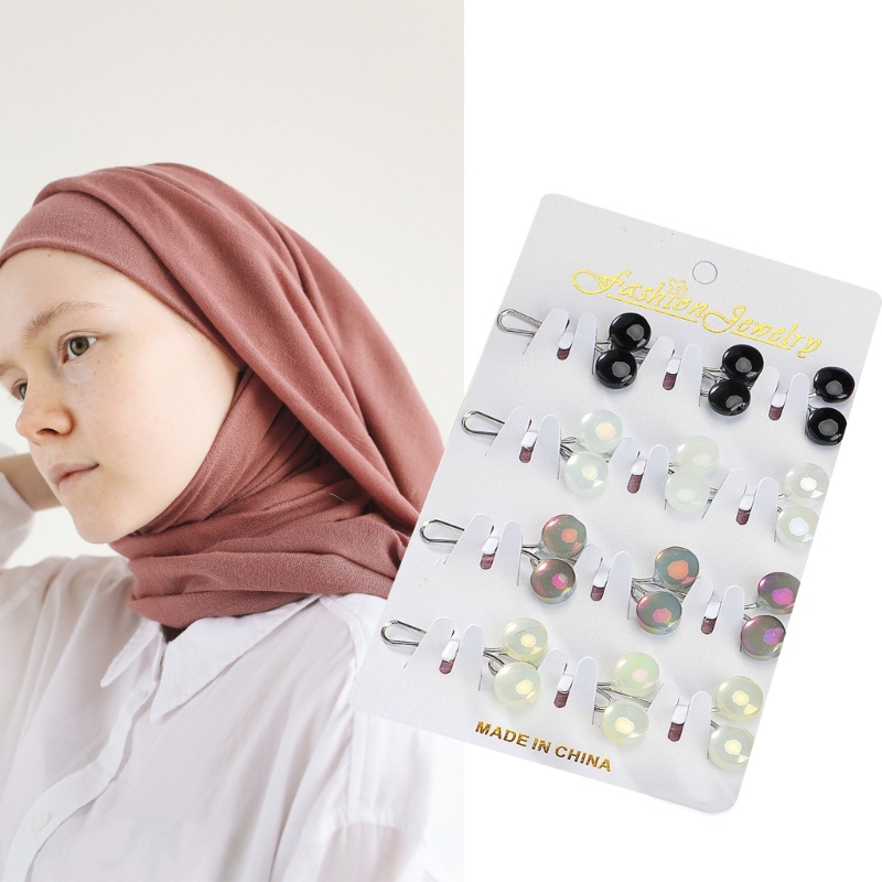 12pcs Klip Pin Hijab Bentuk U Warna-Warni Untuk Wanita Muslim