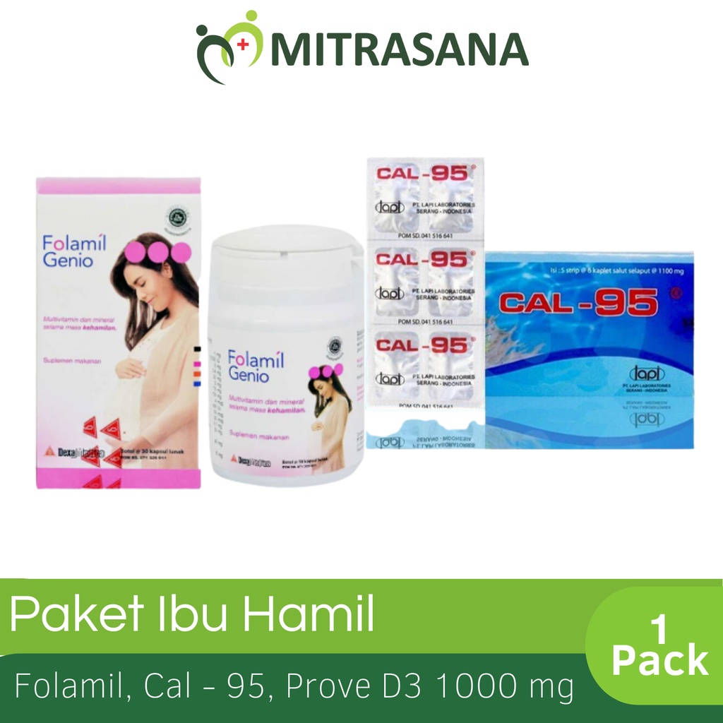 Folamil Genio | Cal - 95 Kalsium | Prove D3 1000mg 30 Tablet | Paket Ibu Hamil