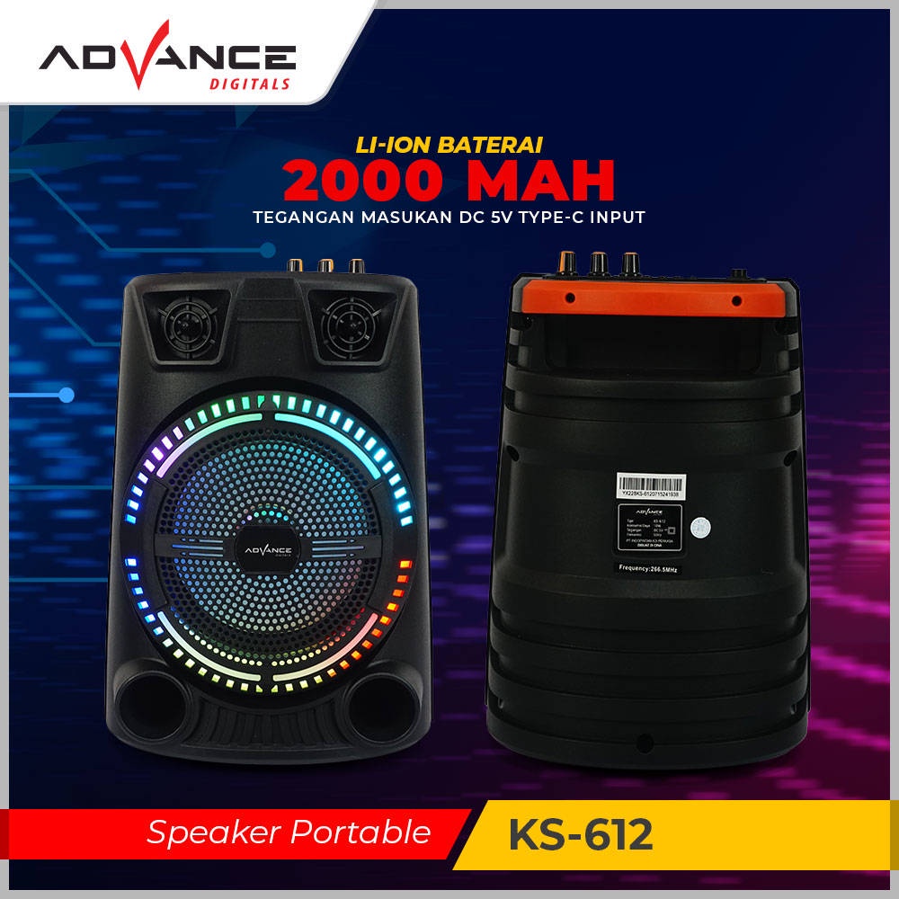 Speaker Bluetooth Advance KS-612 [ Free Mic Wireless ] | Speaker Aktif super bass Advance KS 612 | Speaker Bluetooth Super Bass Suara Mantap Bonus MIC WERELES | FMS