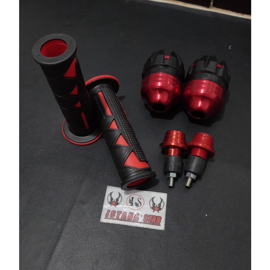 Handgrip / Grip + Jalu Stang Motor +jalu as Universal merah