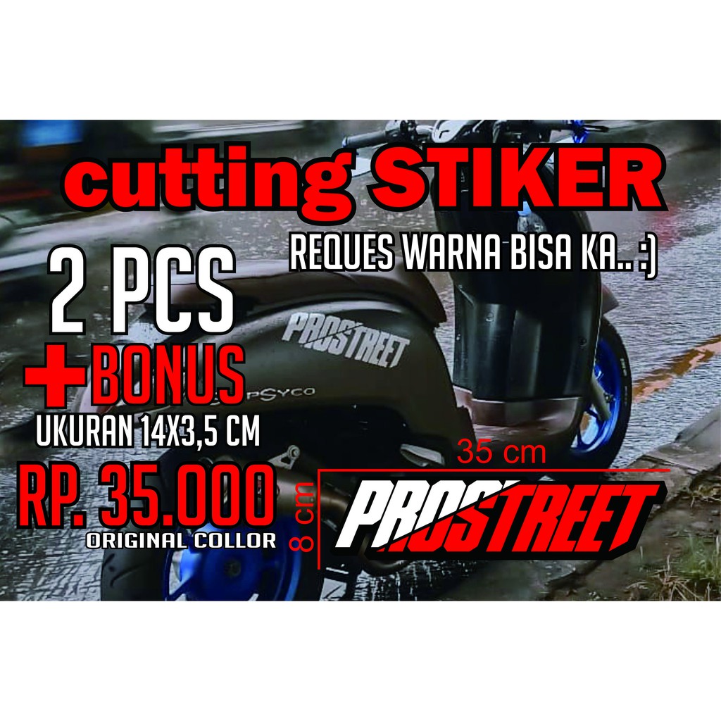 READY STOCK CUTTING STIKER PROSTREET ORI PUTIH MERAH termurah isi 2pcs