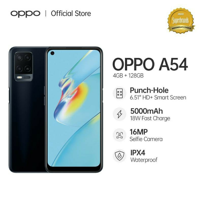 Hp OPPO A53 & A54 (6GB/128GB) GARANSI RESMI-A54 (4/128) Hitam