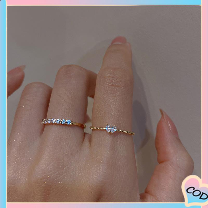 COD❤️ Cincin Jari Telunjuk Cinta Indah Ringan Mewah Kecil Indah untuk Anak Perempuan-A.one