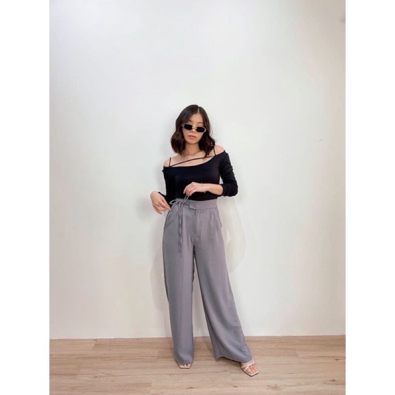 VIOthelabel | Ha-Ri Culotte Airflow Tali Samping / kulot panjang wanita / kulot highwaist-Abu