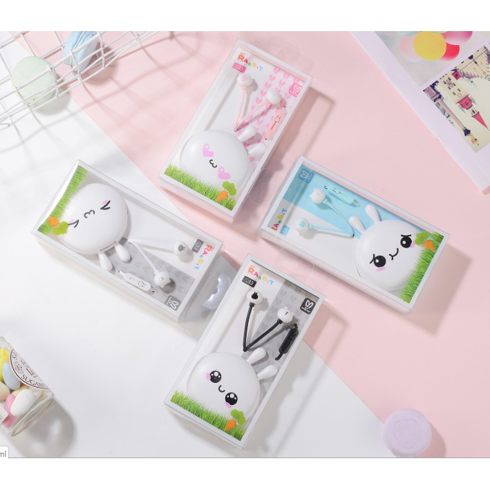 [Q-33] Headset Earphone Karakter Bentuk Hewan Animal LOVELY ME RABBIT / Set Wadah Earphone RABBIT