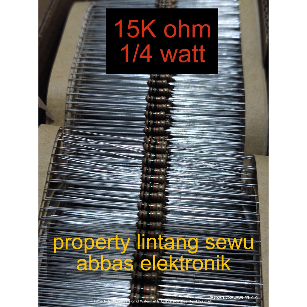 10PCS resistor 15k ohm 15 kilo 15000 ohm  0.25 watt