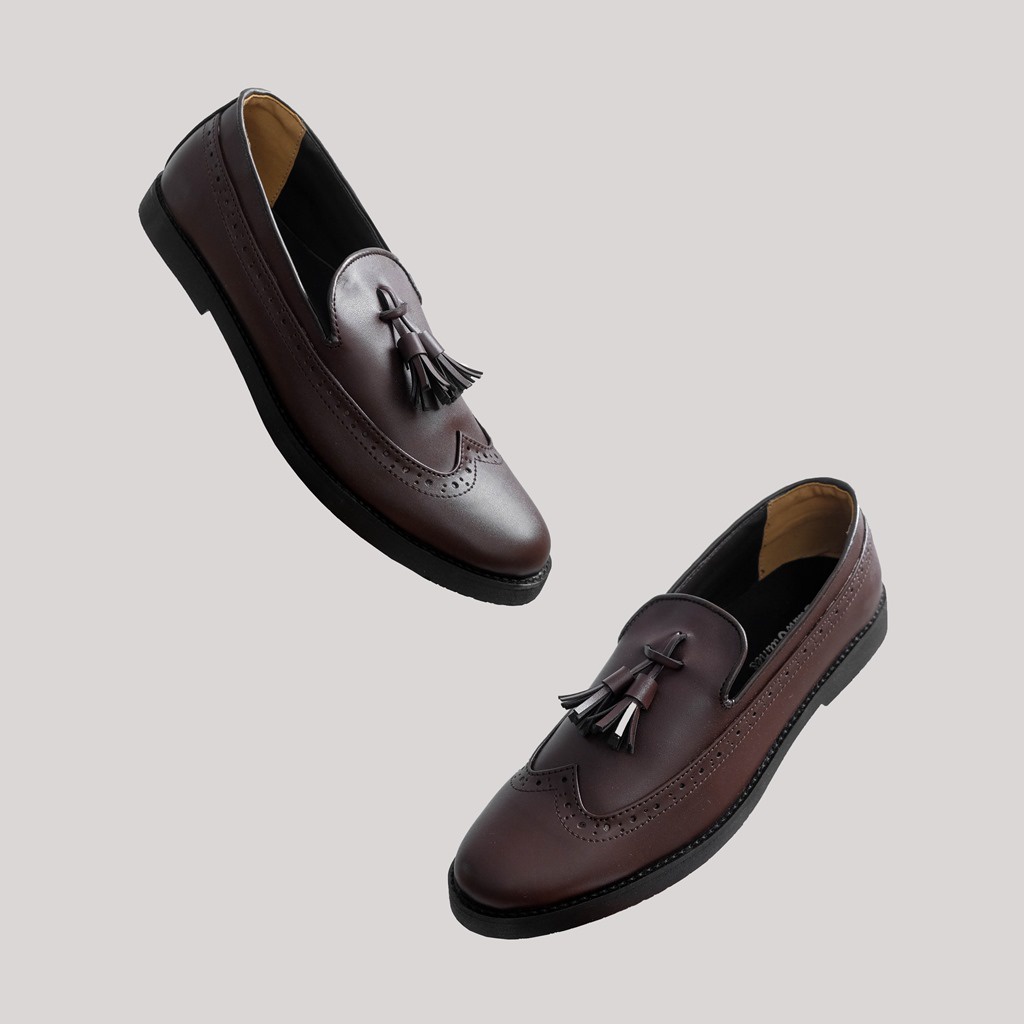 TOMIO BLACK ORIGINAL x GIANT FLAMES Sepatu Loafers Hitam Pria Slip On Simple Formal Casual Kerja Kantor Slop Resmi Kantoran Pesta Kondangan Selop Jalan Santai Hangout Kuliah Penny Loafer Semi Kulit Premium Big Size Jumbo Ukuran Besar 44 45 Keren Branded