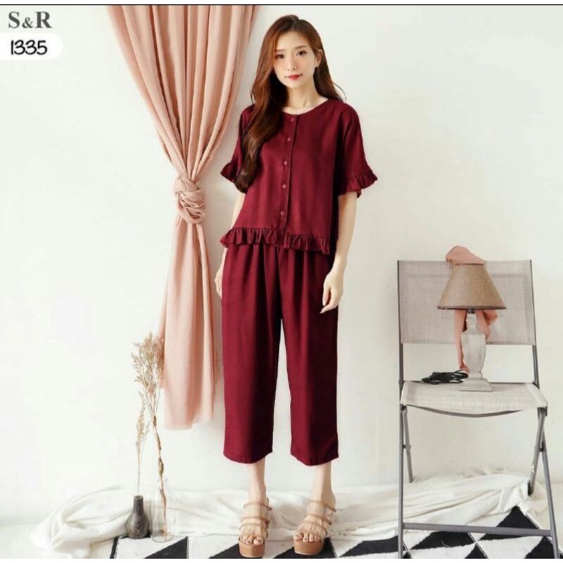 one set rayon polos lengan pendek // one set polos jumbo