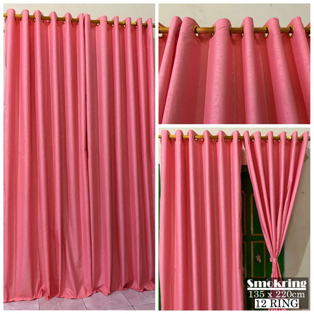 Harga Grosir!! Gorden Pintu Jendela Polos Embos Smokering Ukuran 135 x 220 CM