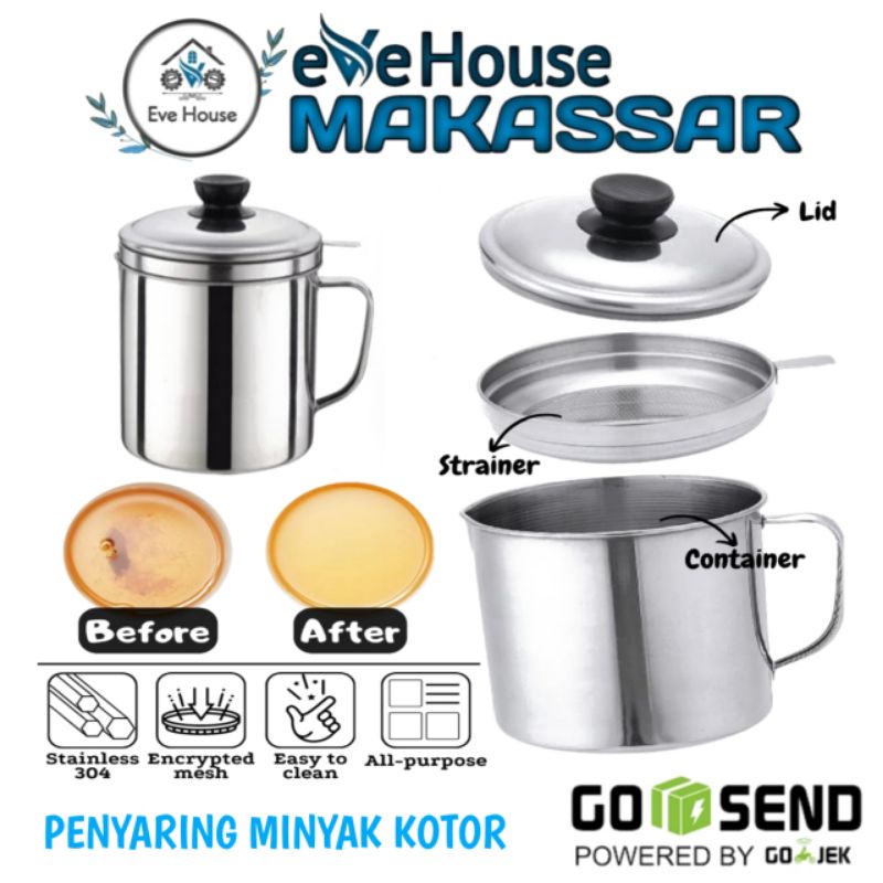 Makassar V233 Saringan minyak kotor penyaring ampas minyak goreng praktis oil pot filter