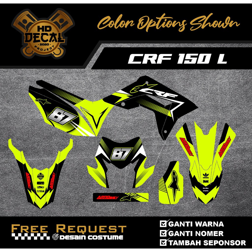 DECAL Stiker  CRF 150 L Kuning Stabilo FULL BODY