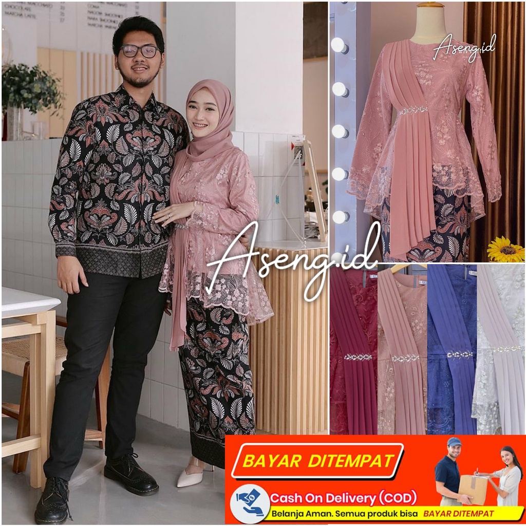 KEBAYA BATIK COUPLE BURKAT KONDANGAN BROKAT TILE BRUKAT WISUDA SET KUTU BARU BAJU LAMARAN TUNANGAN B