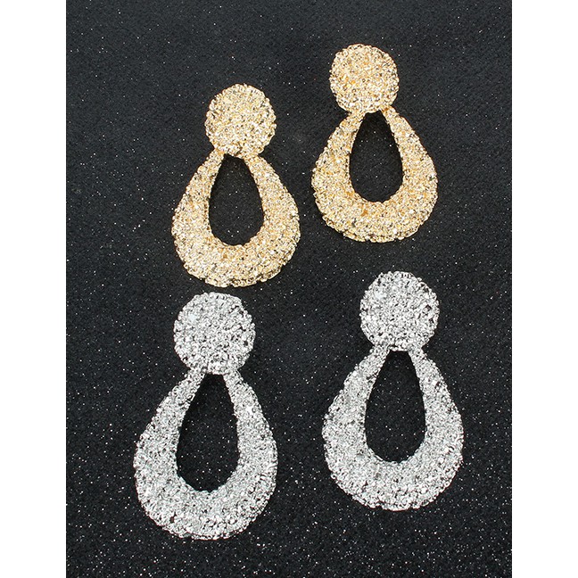 LRC Anting Tusuk Fashion Drop-shaped Alloy Embossed Cutout Earrings D76548