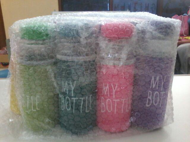 Botol Minum / Bening 13 Warna Sarung Busa / Logo Bpa Free/ Anti Pecah & Tahan Air Panas L1003