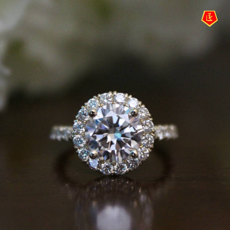 [Ready Stock]Micro-Inlaid Full Diamond Moissanite Ring 18K Gold