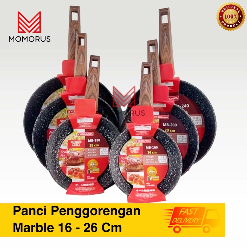 YOSHIKAWA FRY PAN CERAMIC MARBLE PENGGORENGAN ANTI LENGKET YOSHIKAWA PANCI FRY PAN MARBLE