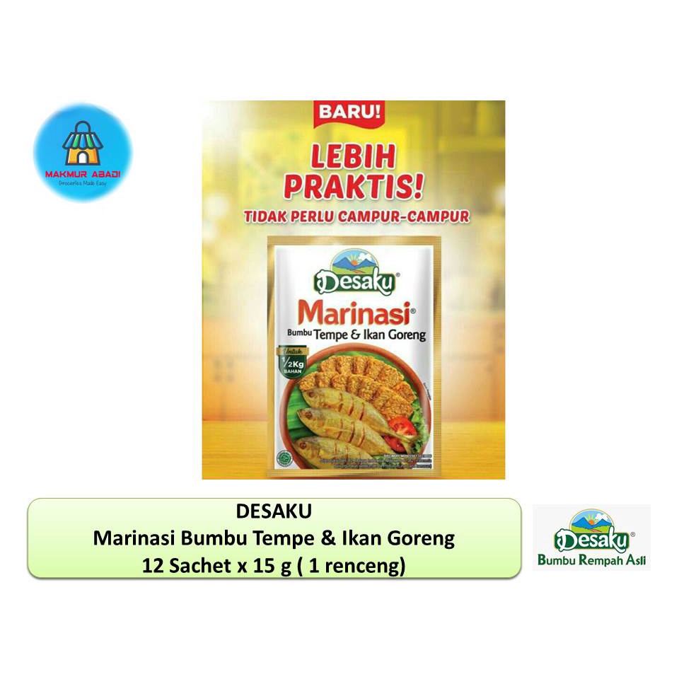 

Desaku Marinasi Bumbu Tempe & Ikan Goreng 12 Sachet x 15 g || Makmur Abadi Official Store