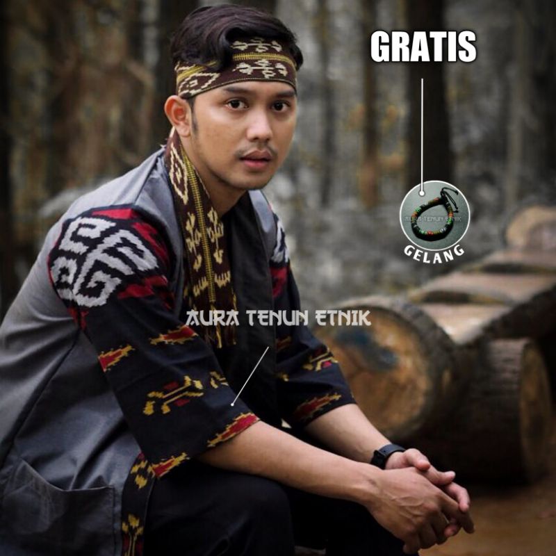 Baju Tenun Kimono Kombinasi Toyobo Pria Kain Tenun Etnik