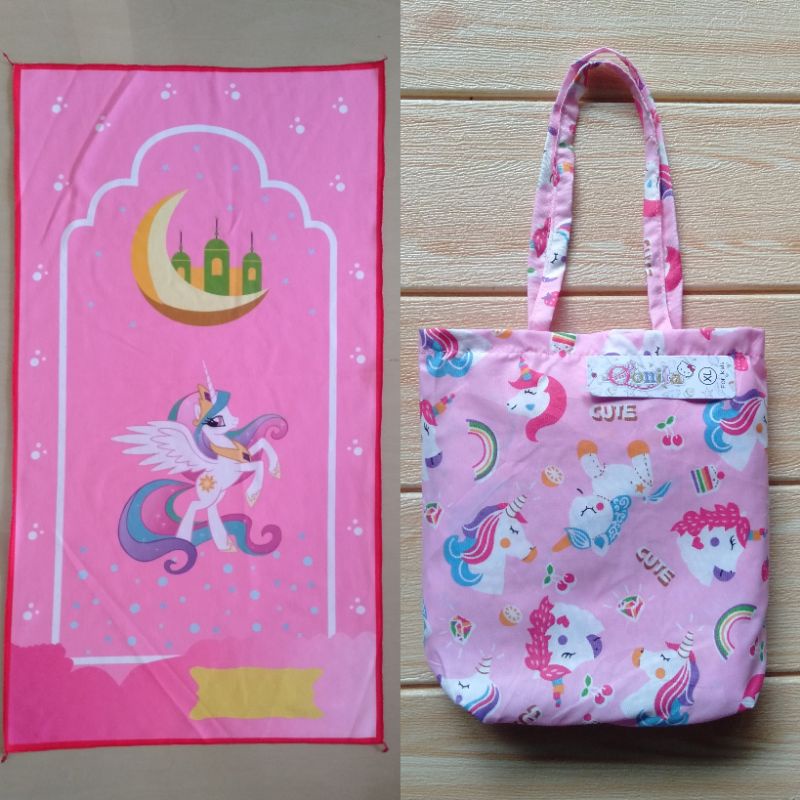 (COD) STELAN MUKENA JUNIOR + SAJADAH USIA 6-8 TH (PILIH MOTIF)
