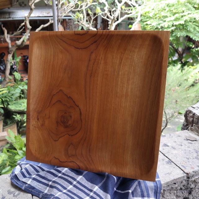 PIRING KAYU JATI 30CM_ PIRING KAYU MOTIF