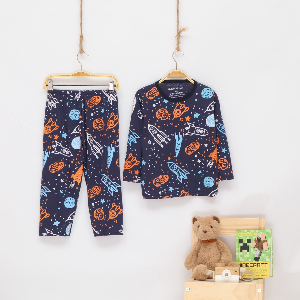(SPACESHIP) Setelan Kaos Anak Piama Anak Laki-Laki Baju Tidur Anak  Perempuan Pajamas Anak Laki-laki