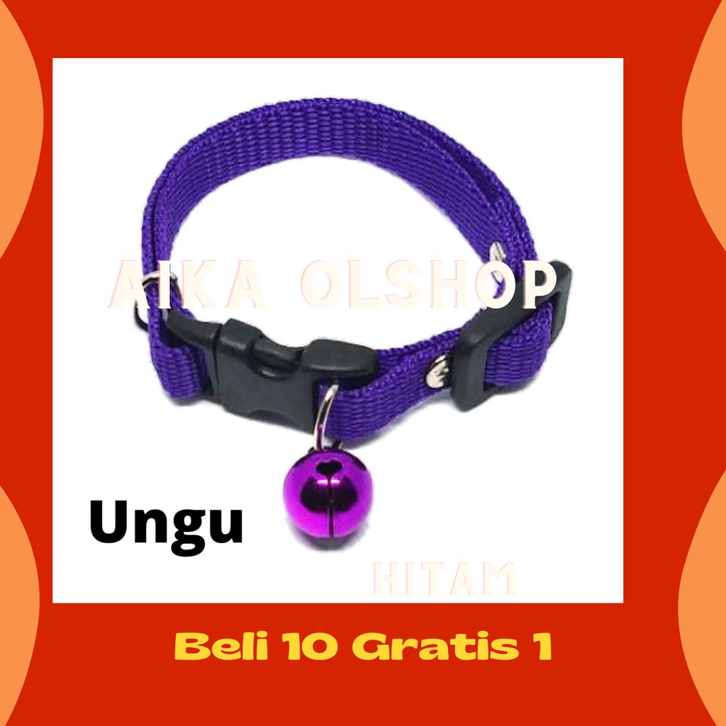 Beli 10 Gratis 1 kalung kucing anjing kelinci krincingan 14mm Polos Murah Dan berkualitas