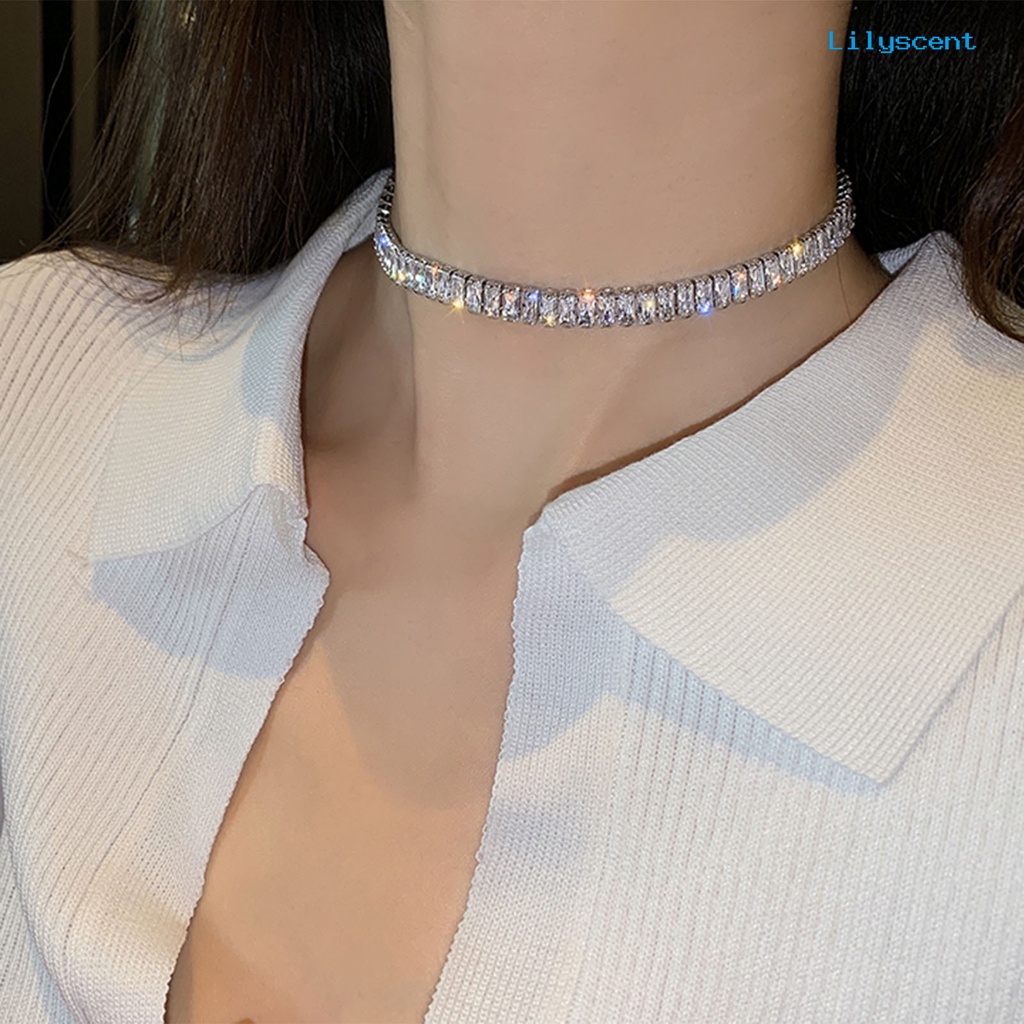 Kalung Choker Adjustable Bahan Cubic Zirconia Untuk Pernikahan