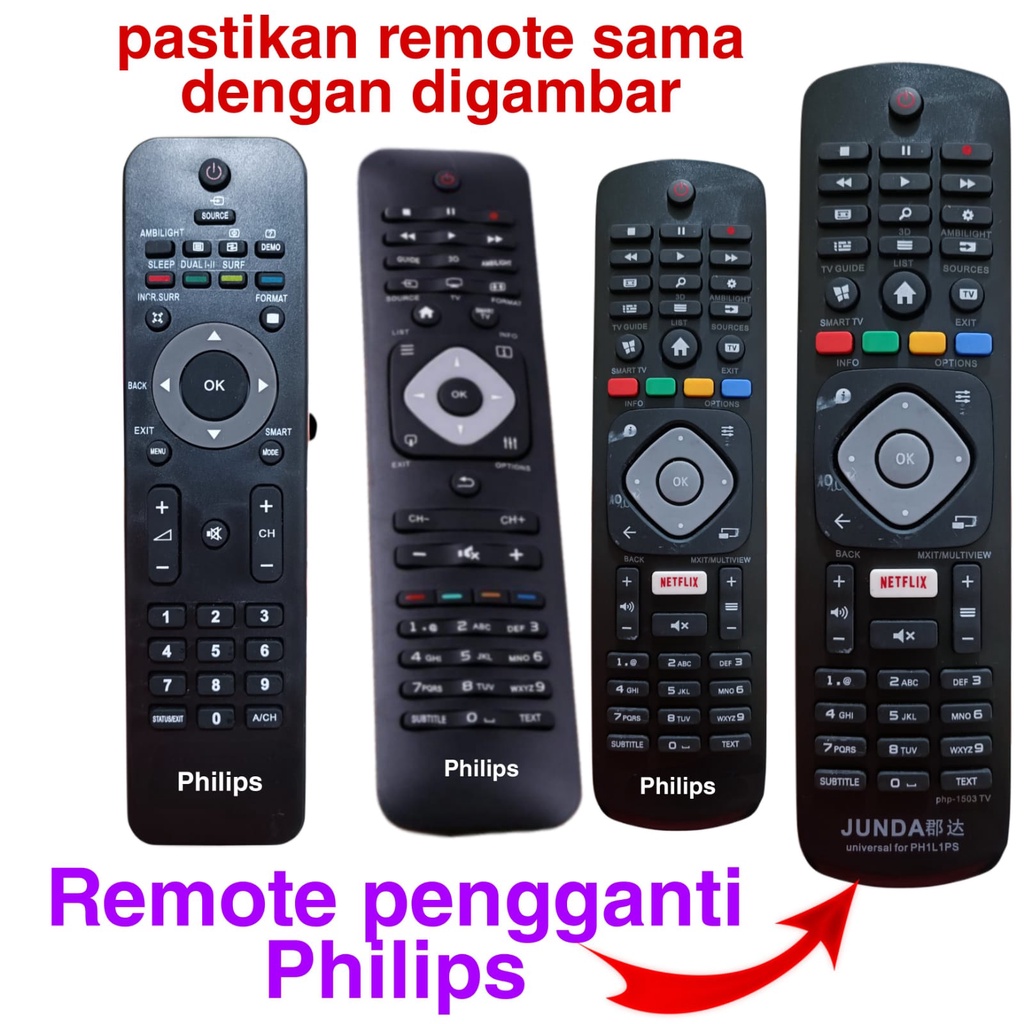 REMOTE PHILIPS SMART TV REMOTE SMART TV PHILIPS  LED MULTI UNIVERSAL JUNDA PHP-1501 SEPERTI ORIGINAL