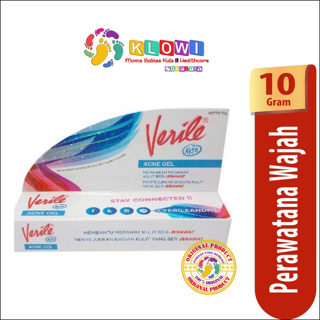 Verile Acne Gel 10 gr / Gel Jerawat /gel wajah berjerawat