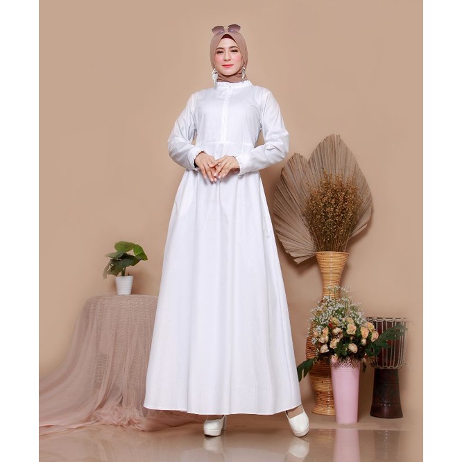 Gamis Katun Jepang Premium Ori Cantik Murah Polos Putih Size S M L XL Jumbo 4L