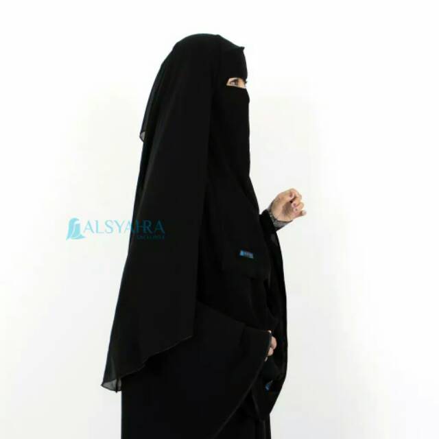 Niqab Yaman Eagle Eyes Sifon Sliky Jetblack By Alsyahra Exclusive