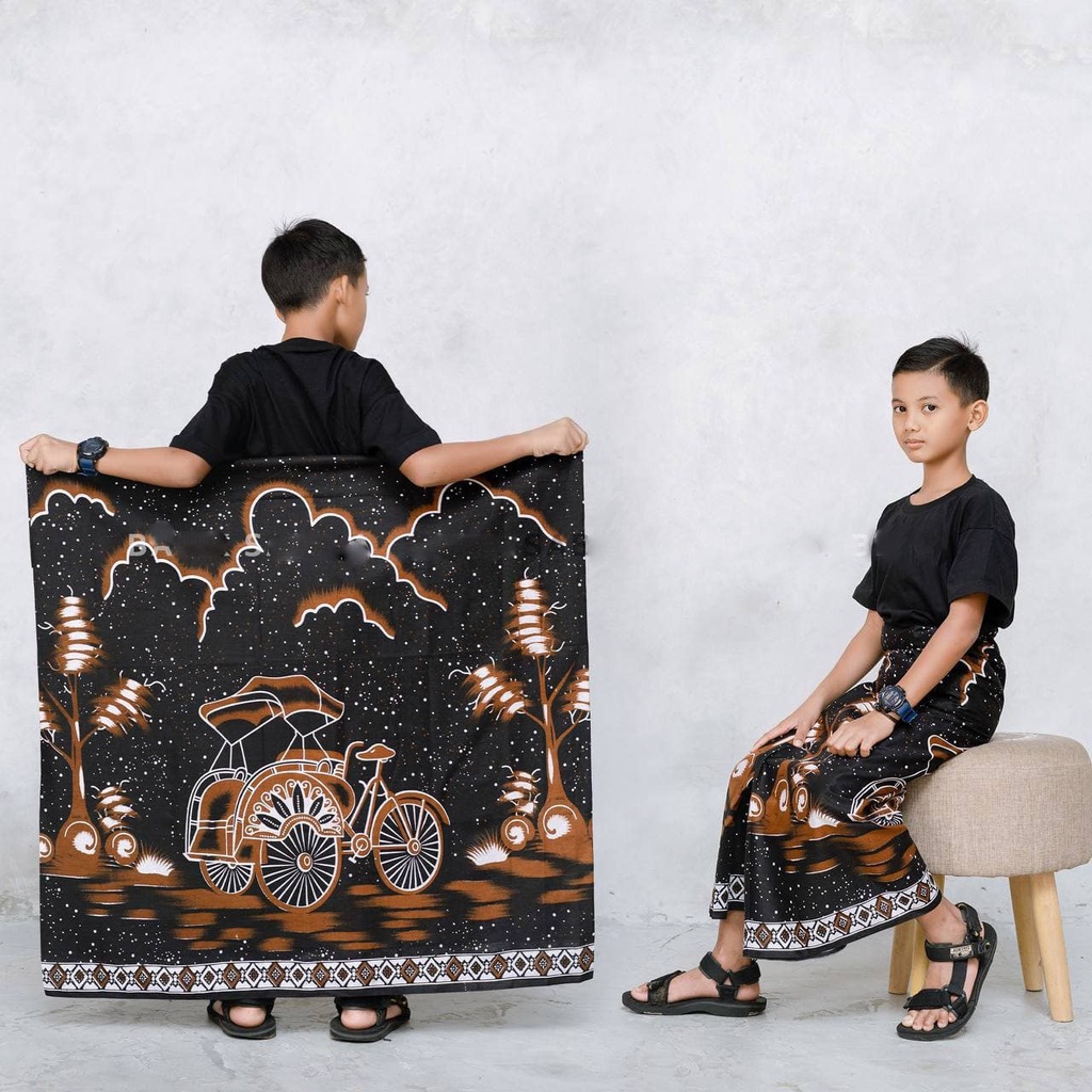 SARUNG ANAK - ANAK BATIK BISA COD | SARUNG BATIK , BECAK, VESPA, WAYANG, ONTEL