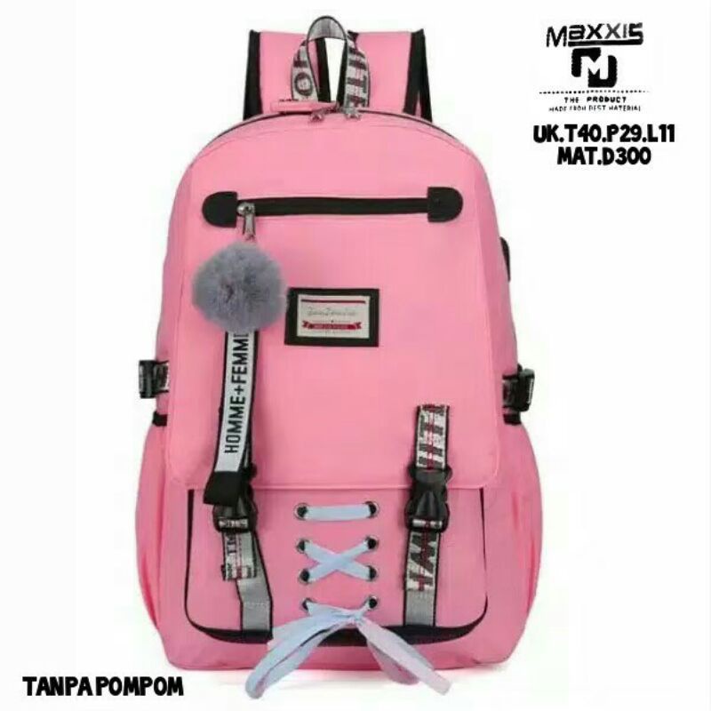 Tas Anak Sekolah Perempuan Simple SD SMP Ransel Backpack Cowok Cewek Garsel FKT 5929