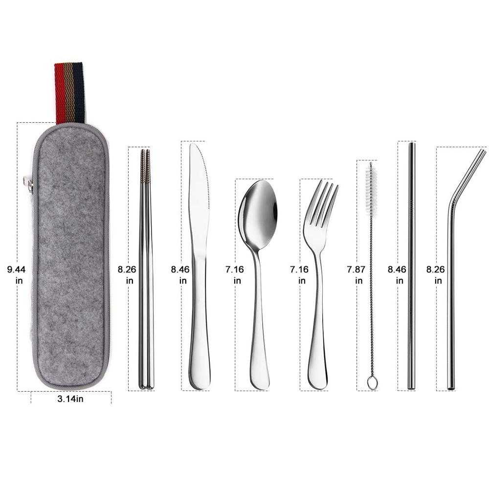 Set Sendok Garpu Sumpit Stainless Portable / Set Alat Makan Sendok Garpu Pisau Sumpit Sedotan Korea / Alat Makan Set Stainless Steel Berkualitas Murah Original Kuat Tebal / Tempat Sendok Garpu Wadah Alat Makan Set / Alat Bekal Makan Set Korea Estetik