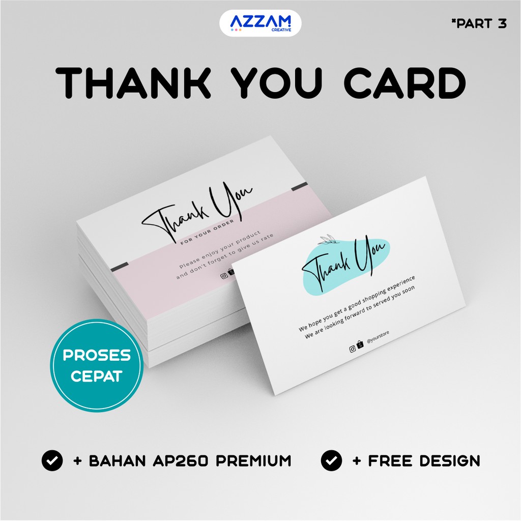 

[PART 3] Thank You Card - Thanks Card - Thankyou Card - Thank You Card Custom - Thank You Card Olshop - Kartu Ucapan - Kartu Ucapan Terimakasih - Kartu Hampers - Kartu Souvenir