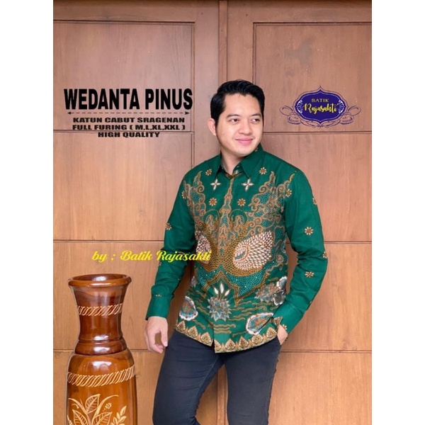 Hem BATIK PRIA HIJAU FULL FURING KATUN HALUS batik solo Modern