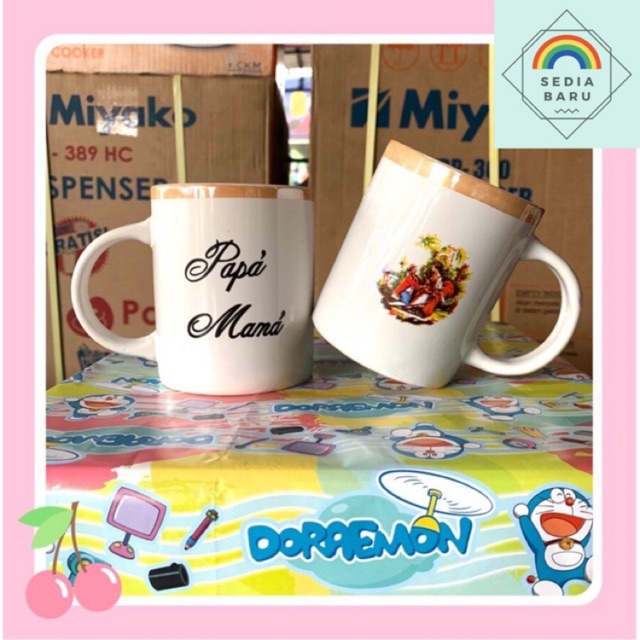 Gelas keramik set 2 pcs Papa Mama