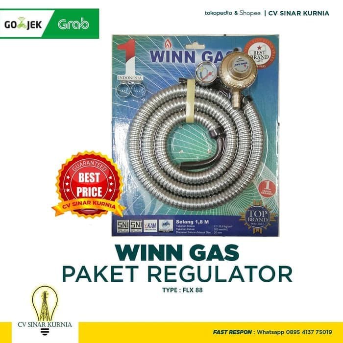 Regulator Selang Paket Winn Gas W 18 M - W18M ( Pakai Indikator Meter ) SNI