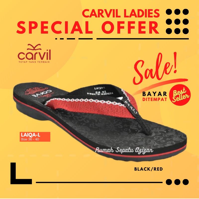 Carvil Laiqa- | Sandal Jepit CARVIL (3 cm) Model Wedges Pendek Wanita | Original By Carvil