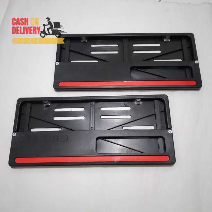 COD LIST MERAH Dudukan Plat Nomor Universal Motor 1 Set / HITAM list merah