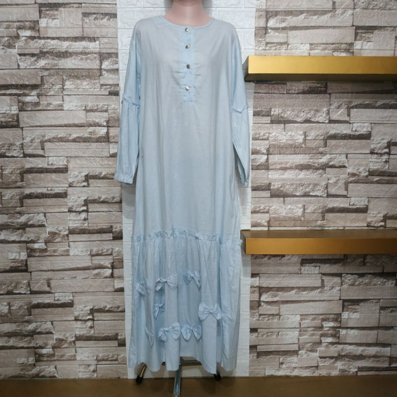 gamis polos/gamis kancing depan/gamis renda/gamis lengan bertingkat