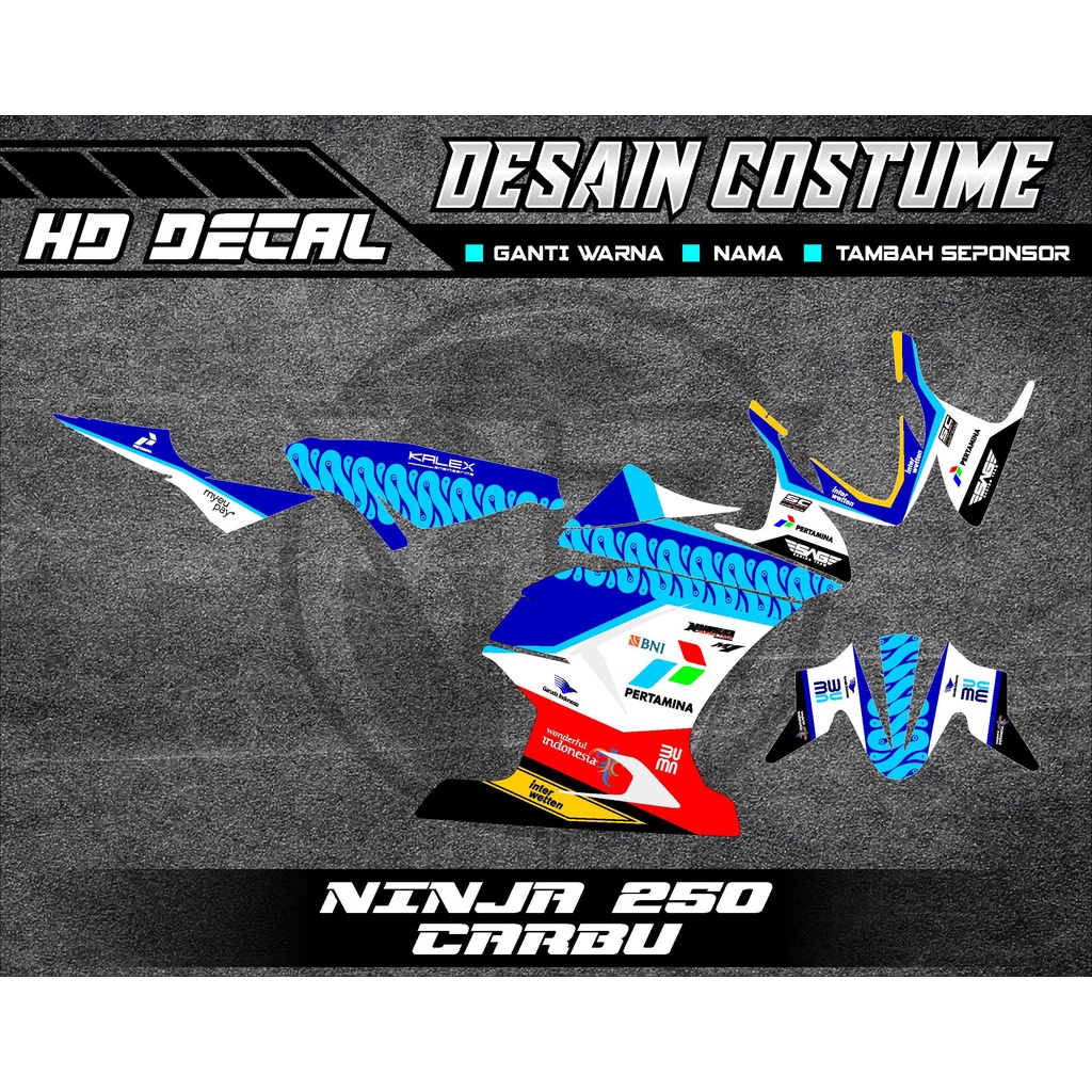 DECAL STICKER NINJA 250 KARBU/DECAL NINJA 250 FI MANDALIKA DESAIN COSTUME
