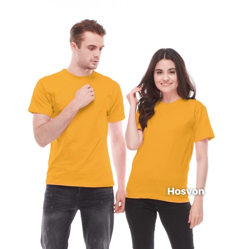 KUNING MUSTARD Cotton Combed 20s Lengan Pendek (PRIA &amp; WANITA) SIZE S-XXXL