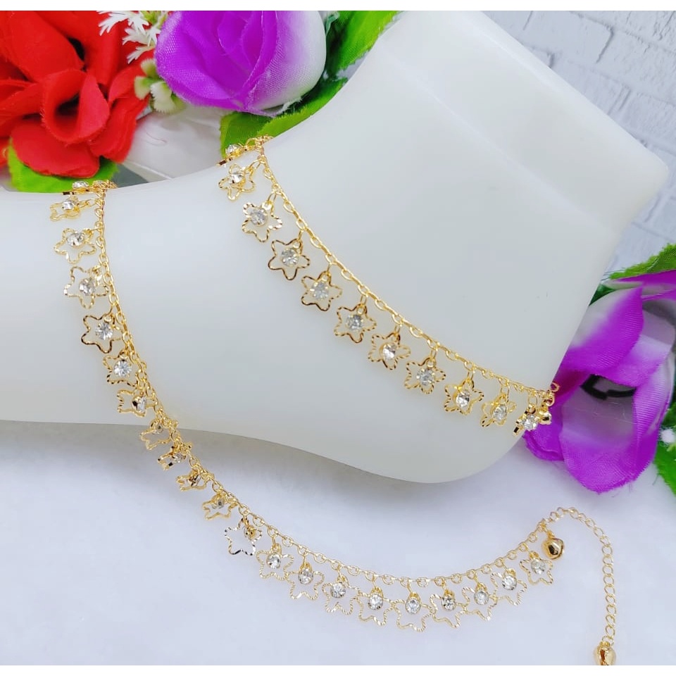 Gelang kaki permata lapis emas perhiasan fashion K14-k19