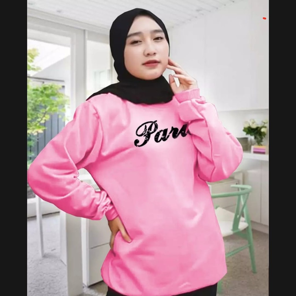 SWEATER WANITA PARIS TEXT TEBAL TERBARU,